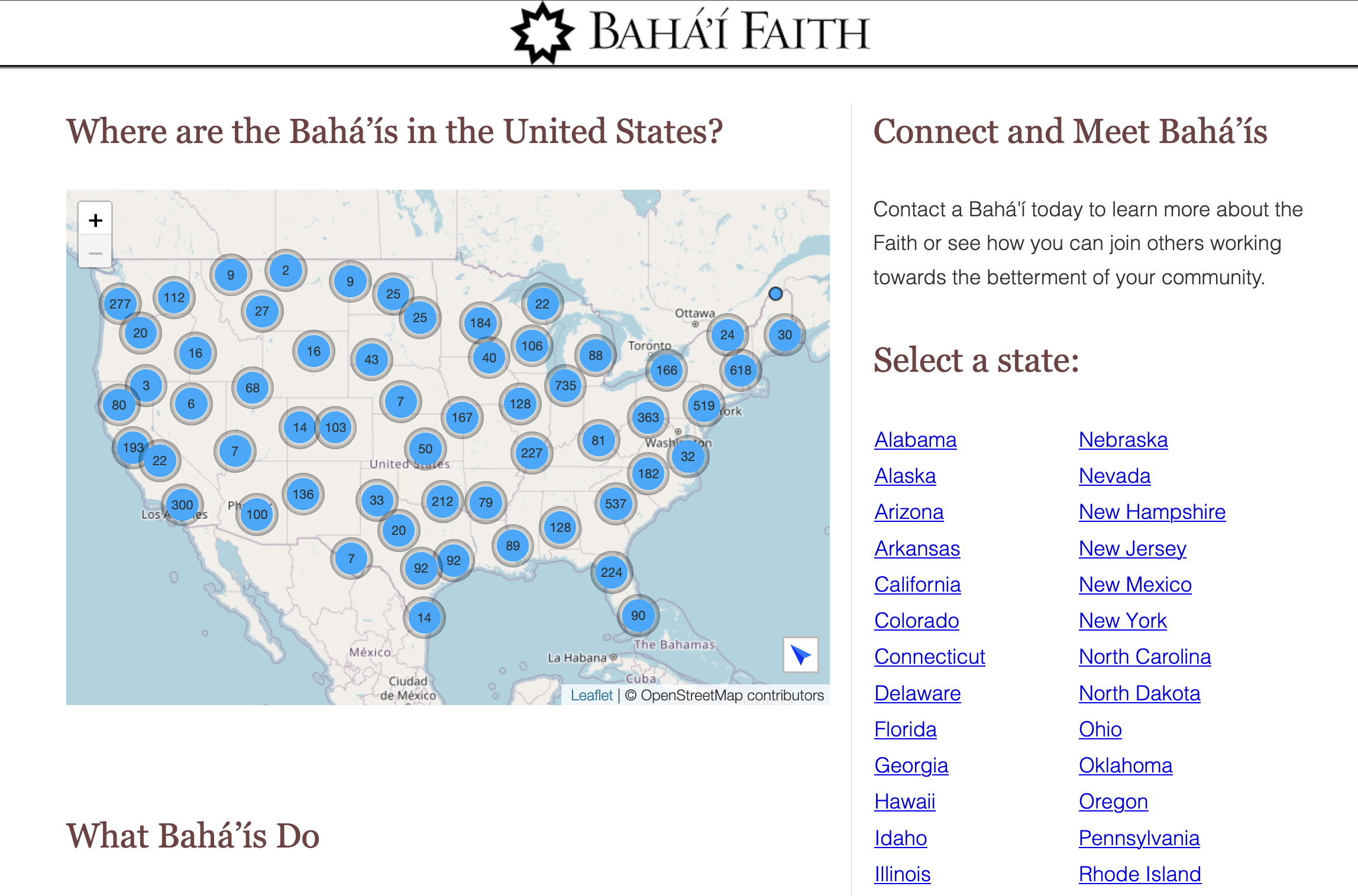 interactive us map of bahai communities with state selector and connection resources.BDlRmkXe