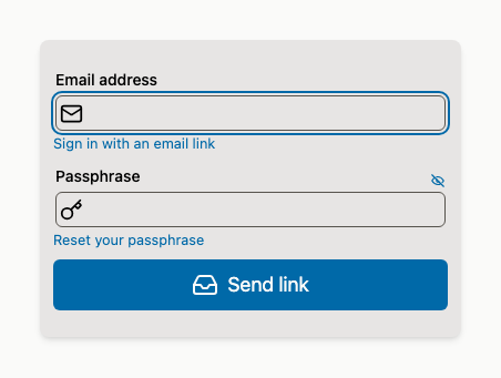 simple authentication form with email address and password