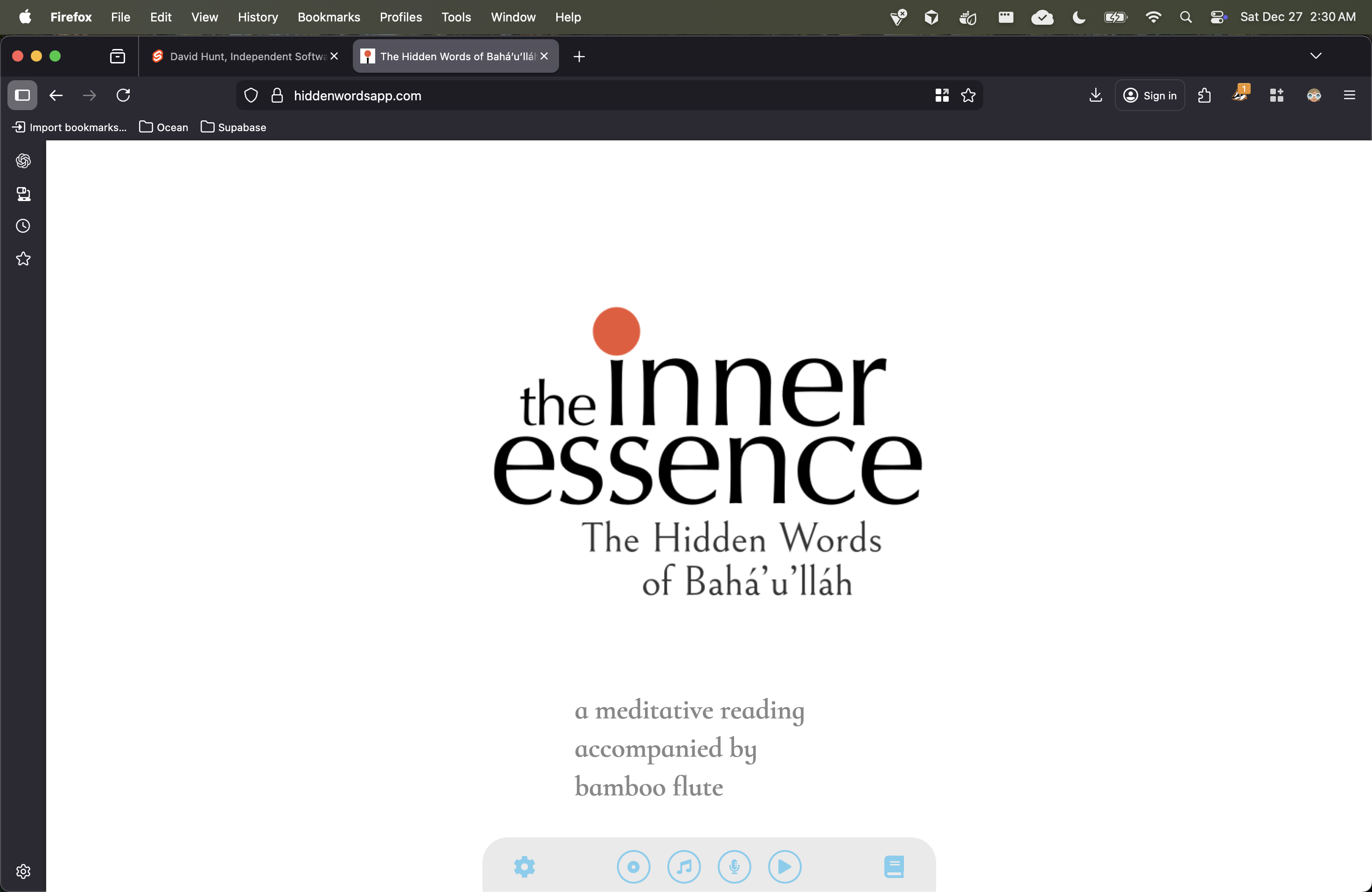 the inner essence app splash screen for meditative reading with bamboo flute.BWB6Kbvf